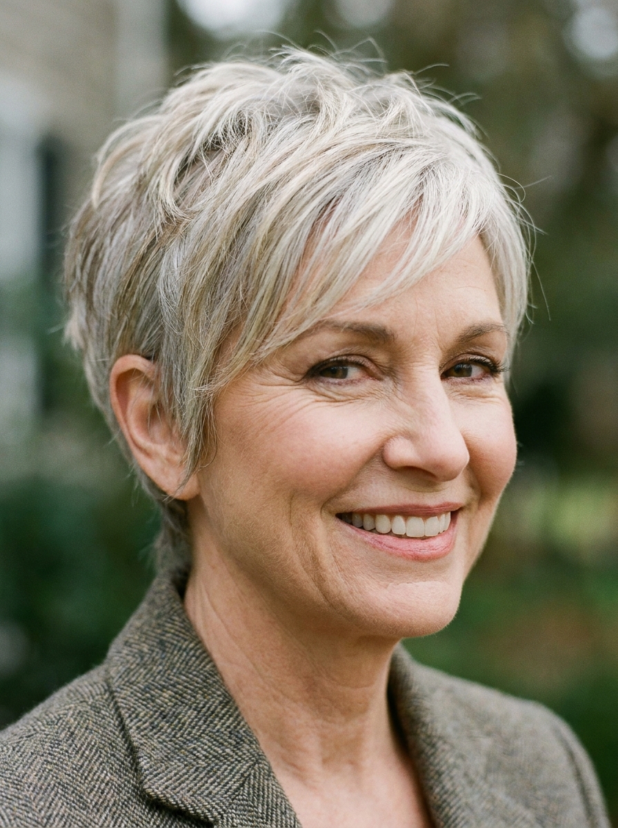 Moderner Crop mit Struktur als Kurzhaarfrisuren für Damen ab 60 Inspiration 2026